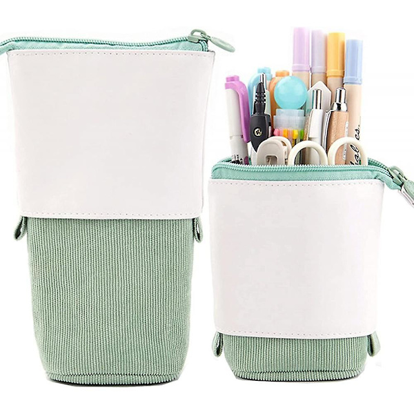 Pen And Pencil Telescopic Holder Stationery Case, Stand-up Bag Colorful Organizer Green