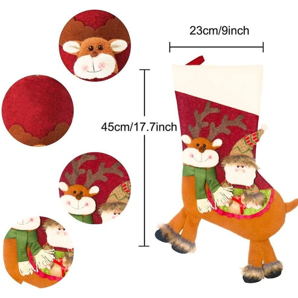 Almi Christmas Stockings, Set Of 3 Large Xmas Gift Bag, Hanging Christmas Stockings Gift