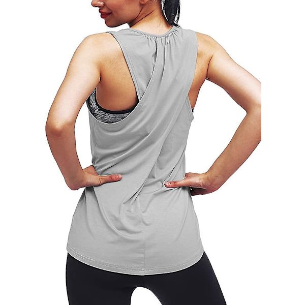 Workout Tops For Women Yoga Athletic Shirts Long Tank Tops Gym Clothes Gray X-Large