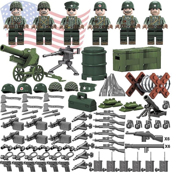 6pcs Fierce Battle Pacific Commander Small Particle Assembled Toy Military Building Block Minifigure