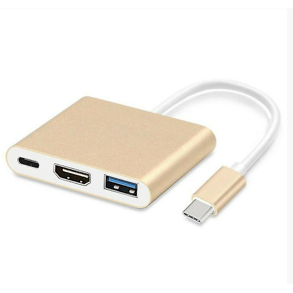 Usb-c Multiport Adapter For Usb 3.0, 4k Hdmi And Usb-c 3.1 Docking Station gold