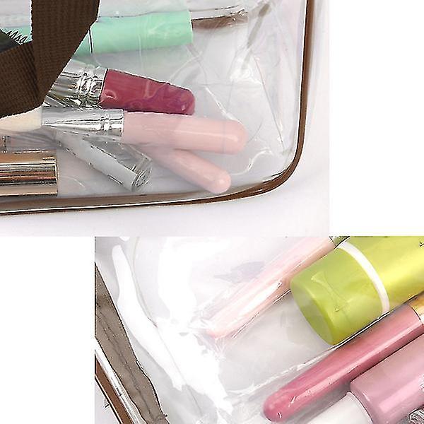 3 Pieces Crystal Clear Portable Travel Cosmetic Bag Makeup Toiletry Wash Bag Holder Pouch Set Black