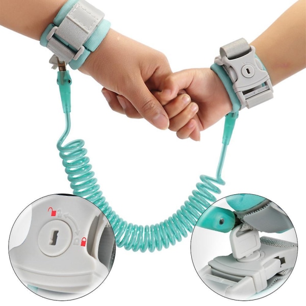 Kids Anti Lost Band Safety Link Harness Toddler Baby Wrist Strap Reins Belt With Lock Blue