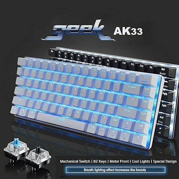 Qwert Ak33 Mechanical Keyboard 82-key Anti-ghosting Gaming Keyboard Blue/black