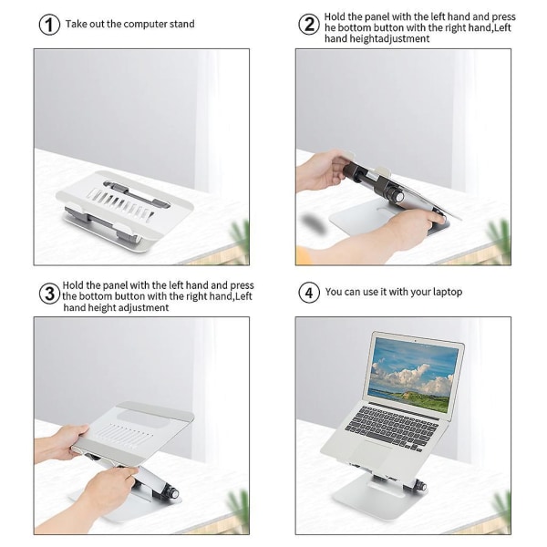 Boneruy Adjustable Stand Cooling Laptop Bracket Holder Bracket Anti-slip Silver