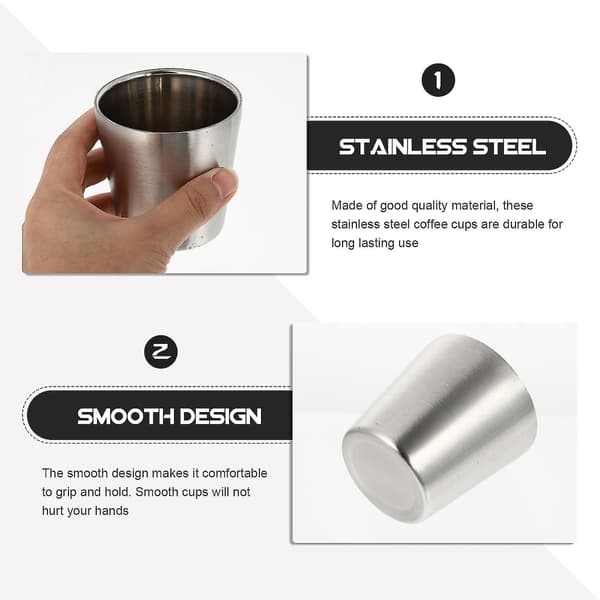 4 stk. vandglas i rustfrit stål, rustfrie 180 ml multifunktionelle kaffekopper (sølv)