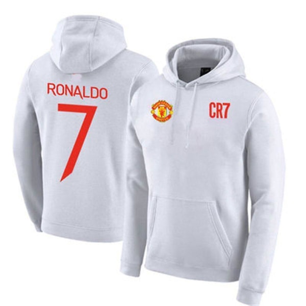 White Manchester United Cr7 Sports Hooded Head Sweater, Adult Style S-xxxl Plus velvet thick XXXL