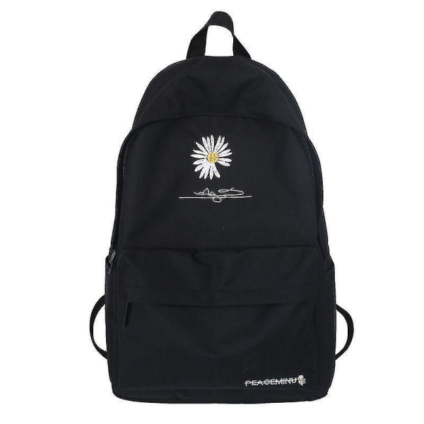 New Solid Backpack Girl School Bags For Teenage School Bag Nylon Daisy Printing Bag Black black