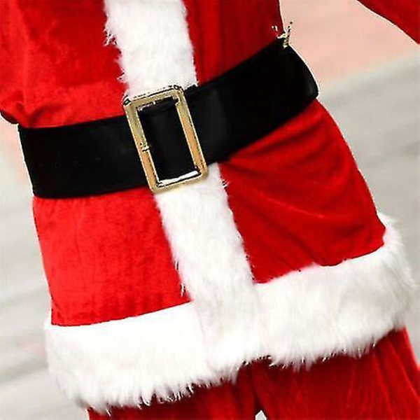 7pcs Santa Claus Costume Father Outfit Christmas Flannel Suit Mens Fancy Dress L