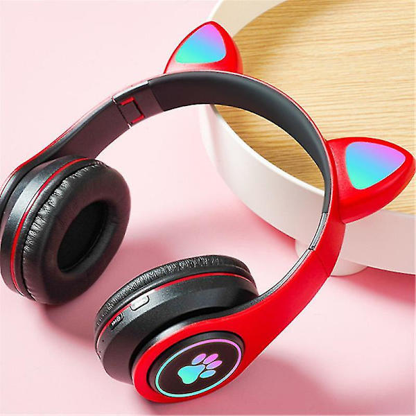 Wireless Bluetooth Headset, Cute Cat Ear Shape, Cat Ear Indepen RED