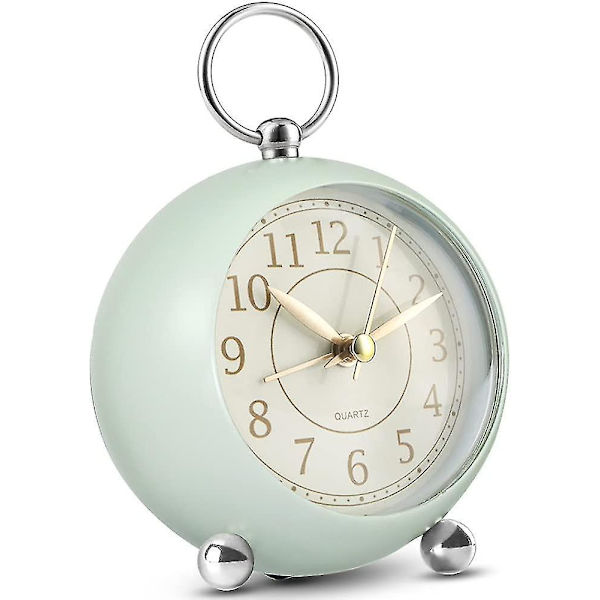 Silent Bedside Clocks Battery Operated Non Ticking Desk Clock Analogue Alarm Clock Bedroom Retro Alarm Clock-bebetter light green