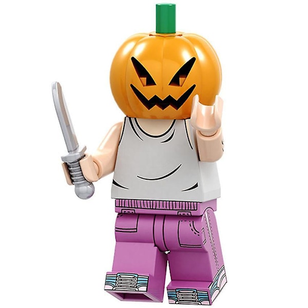 16pcs Clown Hunt Pumpkin Mask People Vampire Halloween Series Assembling Building Blocks Toys