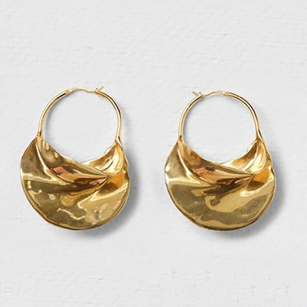 Enamel Statement Huggie Earrings Gold   31G