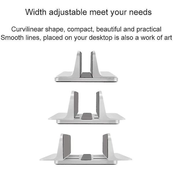 Laptop Stand, Vertical Laptop Stand Adjustable Stand For Macbook / Notebook / Surface Pro And Ipad, Silver