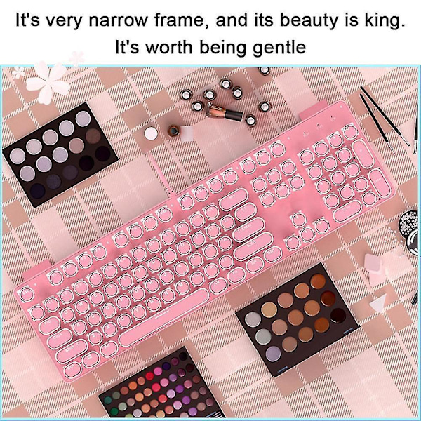 Real Mechanical Keyboard Cute Girl Heart Pink 104 Keys Led Backlit Gaming Keyboard For Gaming And Typing,compatible For Mac/pc/laptop Cherry blossom pink