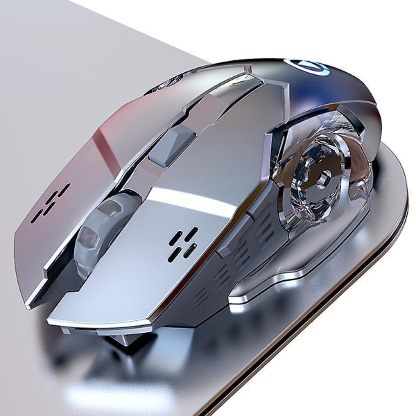 Wireless Gaming Mouse Rgb Backlit, Rechargeable, 6 Programmable Buttons Gray silver
