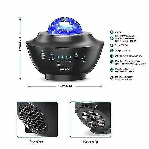 Bluetooth LED Galaxy Stjernenattlys Projektor Himmelfest Lampe Gave