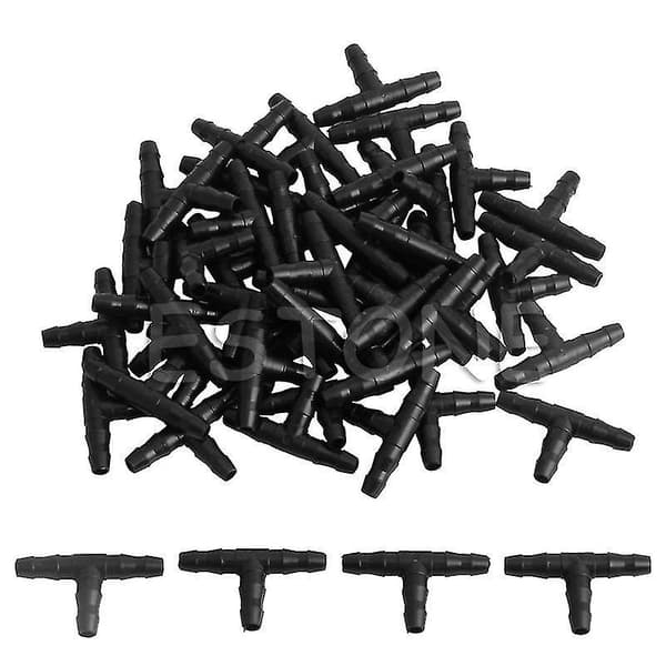 50pcs Sprinkler Irrigation 4/7mm Tee Pipe Barb Hose Fitting Joiner Drip System