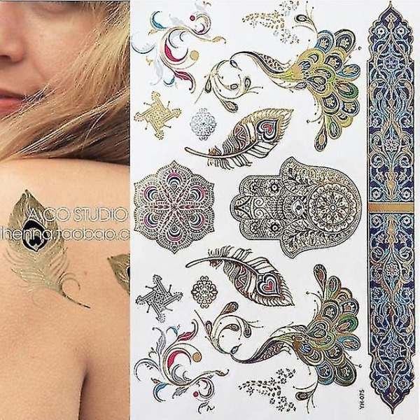 Flash Metallic Waterproof Tattoo Gold ,silver - Women Fashion Design Temporary YH075