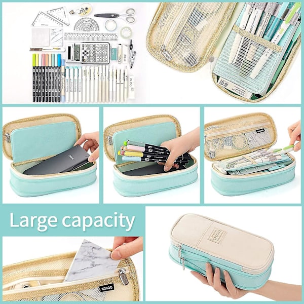 Pencil Case Large Pen Case Office College Large Storage Bag Storage Bag Storage Box Student (cyan)