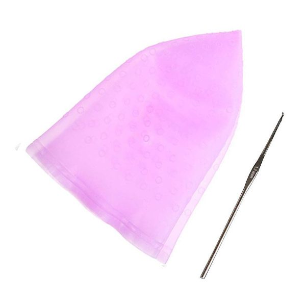 Silicone Highlight Cap Set Color Hair Reusable Salon Staining Tool Purple