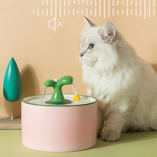 Ceramic Cat Water Dispenser Silent Automatic Pet Circulating Water Fountain Mobile Pink 1500ml Standard Pack