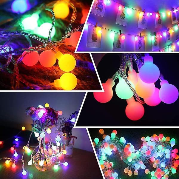Globe String Lights Waterproof 10m 80 Led  Lights Plug In Powered Christmas Lights Multicolor