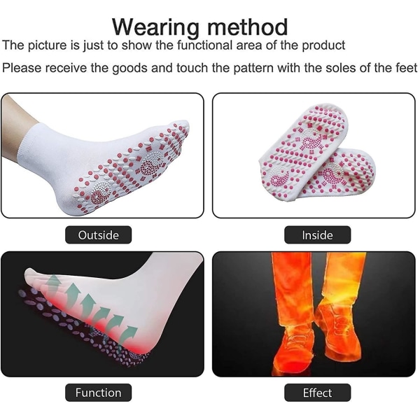 1 Pair Tourmaline Magnetic Socks Self Heating Therapy Foot Warmer Socks Health Care White