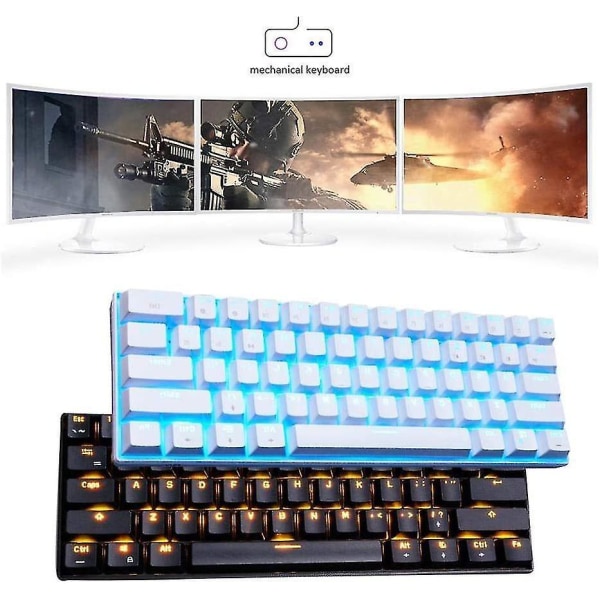 Gaming Keyboard, Rk61 Dual-mode Bluetooth Mechanical Keyboard (wired / Wireless), With Led Backlight, Standby For 360 Hours, For Computer, Mobile Phon