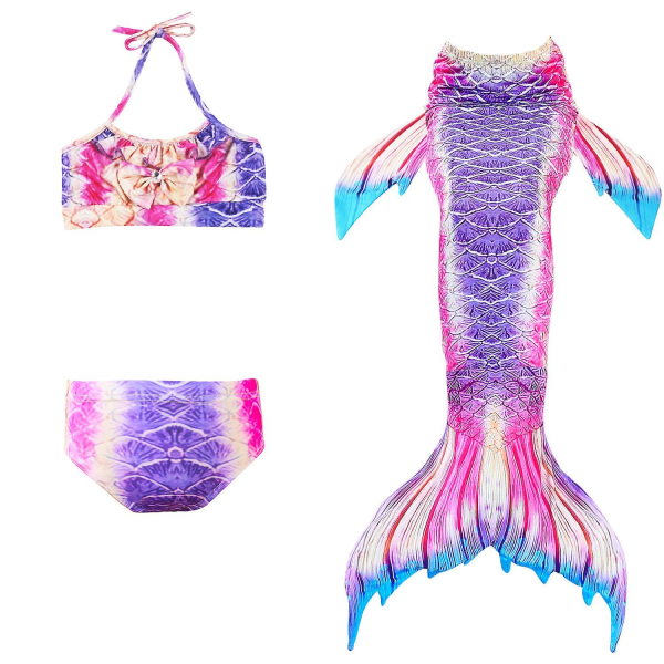 Kids Girls Mermaid Tail Bikini Set Swimwear Swimsuit Swimming Costum Color 1 150