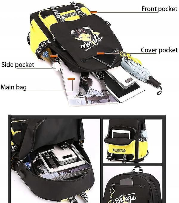 Pokemon Backpack With Usb Port Luminous Pattern Pikachu Backpack Green