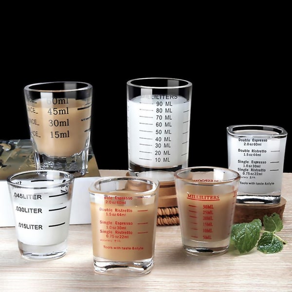 2pcs Measuring Cup Shot Glass Espresso Shot Glass Liquid Glass