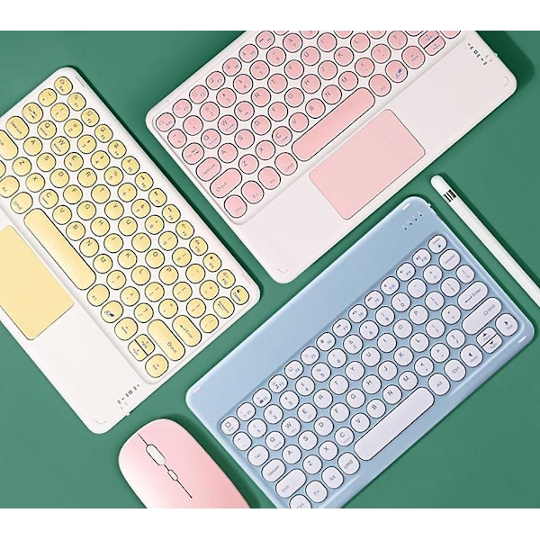 Ipad Keyboard And Mouse Combo, Wireless Bluetooth Keyboard White C