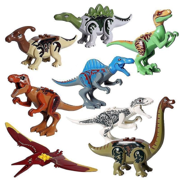 8pcs World Dinosaurs Building Bricks Blocks Figures