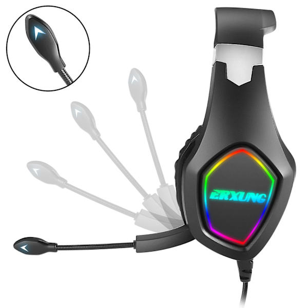 Peliheadset, Ps5 Over Ear -kuulokkeet, melua vaimentavat erittäin pehmeät korvakupit mikrofonilla, RGB-valo, bassokorostus Ps4:lle, PC:lle, Xbox Onelle, musta