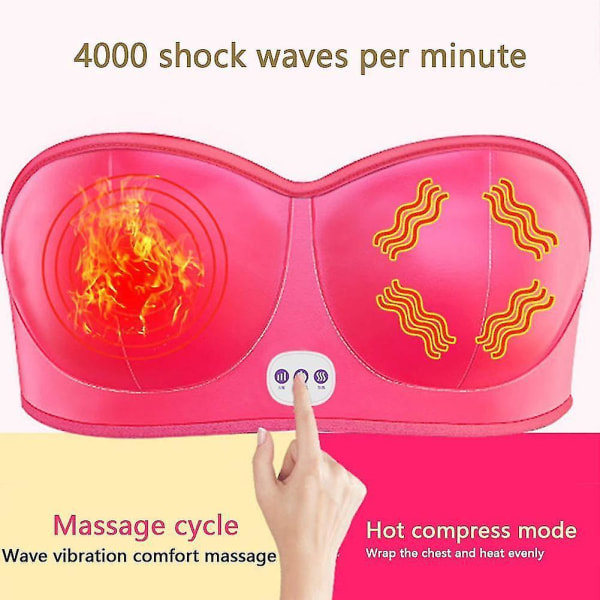 Electric Chest Enlarge Massager Breast Enhancer Booster Heating Breast Stimulator-wtake Red Rechargeable