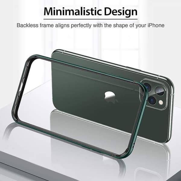 Bumper Case Compatible For 11 Pro, Metal Frame Armor With Soft Inner Green