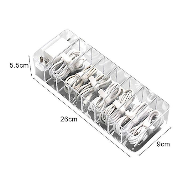 Cable Storage Box Transparent Plastic Data Line Storage Container For Desk Stationery Multifunctional Headset Data Charging Line B