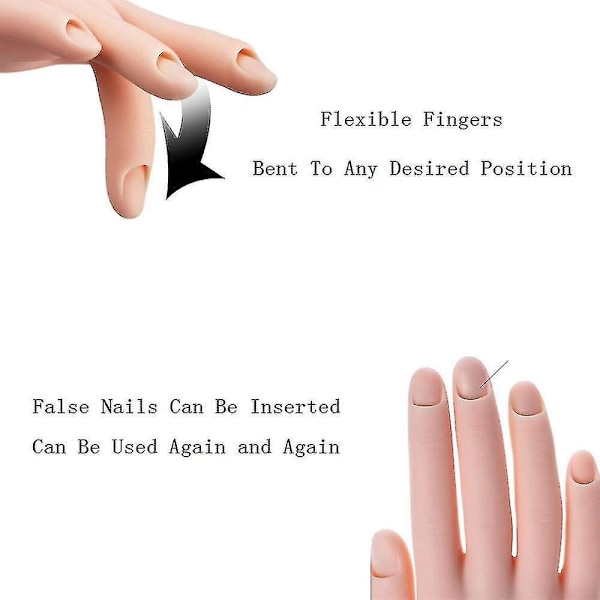 Practice Hand Compatible With Acrylic Nails, Fake Hand Compatible With Nails Practice, Fle