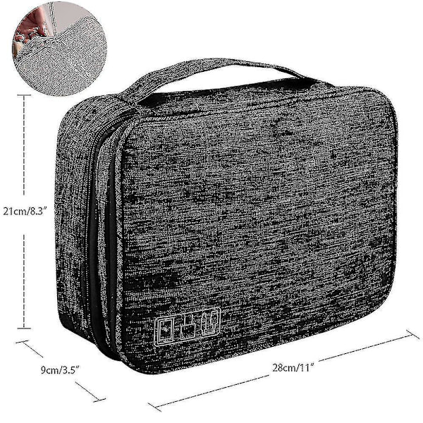 Travel Cable Organizer Bag, Three-layer Organizer Bag Black