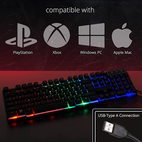 Gaming Keyboard Usb Rgb Wired Rainbow Keyboard, Specially Designed For Gamers