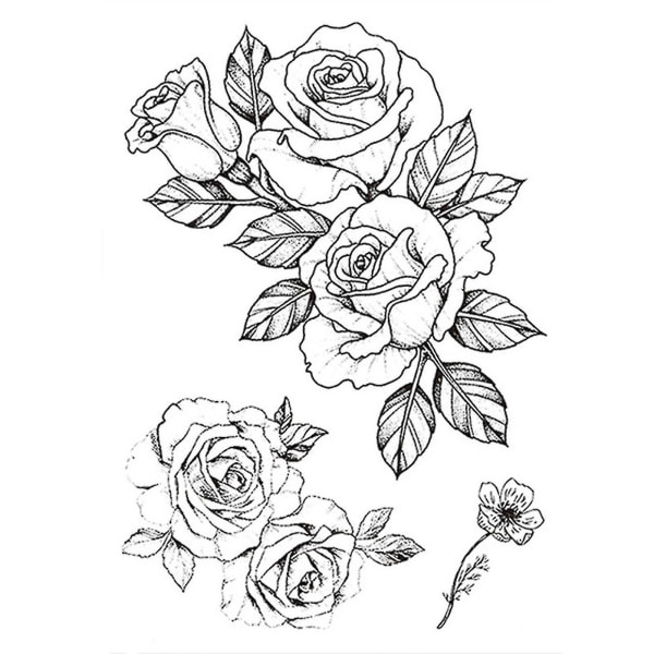 Fashion Tattoo Sticker Temporary Black Roses Design Full Flower Arm Big Fake Tattoo Sticker Body Art Decal Qinhai 20