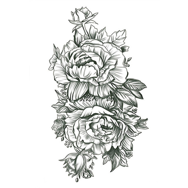 Fashion Tattoo Sticker Temporary Black Roses Design Full Flower Arm Big Fake Tattoo Sticker Body Art Decal Qinhai 19