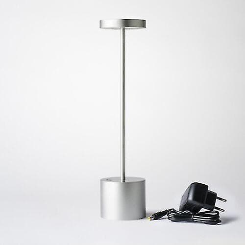 Led Rechargeable Desk Table Lamp Touch Dimmable Bedroom Night Light Cordless silvery