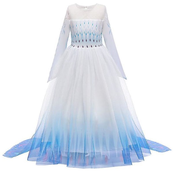 Kids Girl Frozen Queen Elsa Princess Dress Pageant Birthday Party Prom Gown Gradient Blue 13-14 Years