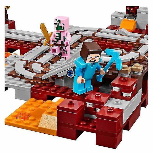 The Nether Railway Model Building Blocks With My World Action Figures Bricks Set Gifts Toys For Children Kids Boys Girls