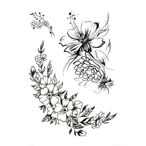 Fashion Tattoo Sticker Midlertidig Sort Roser Design Fuld Blomst Arm Stor Falsk Tatovering Sticker Body Art Decal Qinhai 3