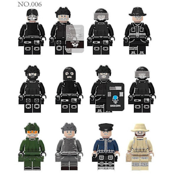12 kpl Erikoispoliisi Minifiguuri Rakennuspalikka Nukke Pieni Hiukkanen Koottu Nukkelelu