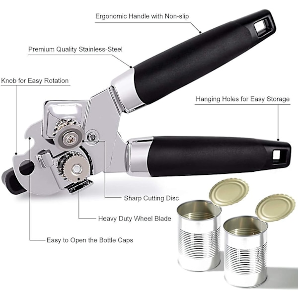 3-in-1 Manual Can Opener Food Grade Stainless Steel Handy Can Bottle Openers