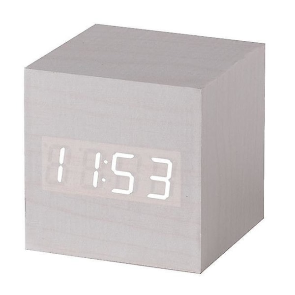 Gingko Cube Led Click Clock Alarm Clock With Sound Activation (time, Date & Temperature) Various Colours A10 White white